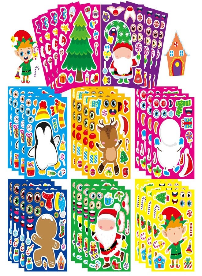 DUJAA 32 Sheets Christmas Stickers for Kids, Make Your Own Characters Mix and Match Sticker, Make a Face Stickers Winter Holiday Gift, Xmas Party Games Sticker Christmas Party Favor - Image 1
